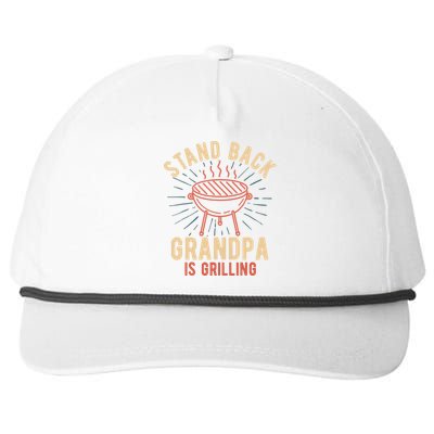 Stand Back Grandpa Is Grilling Vintage Gift for Him BBQ Fun Snapback Five-Panel Rope Hat