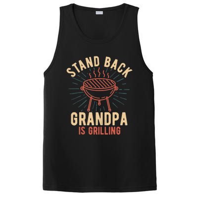 Stand Back Grandpa Is Grilling Vintage Gift for Him BBQ Fun PosiCharge Competitor Tank