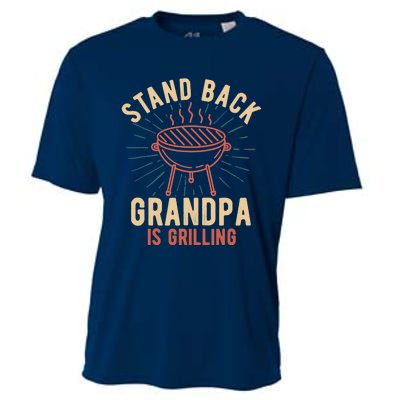 Stand Back Grandpa Is Grilling Vintage Gift for Him BBQ Fun Cooling Performance Crew T-Shirt