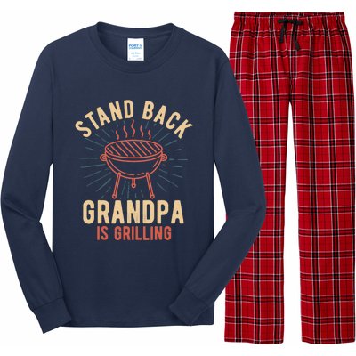 Stand Back Grandpa Is Grilling Vintage Gift for Him BBQ Fun Long Sleeve Pajama Set