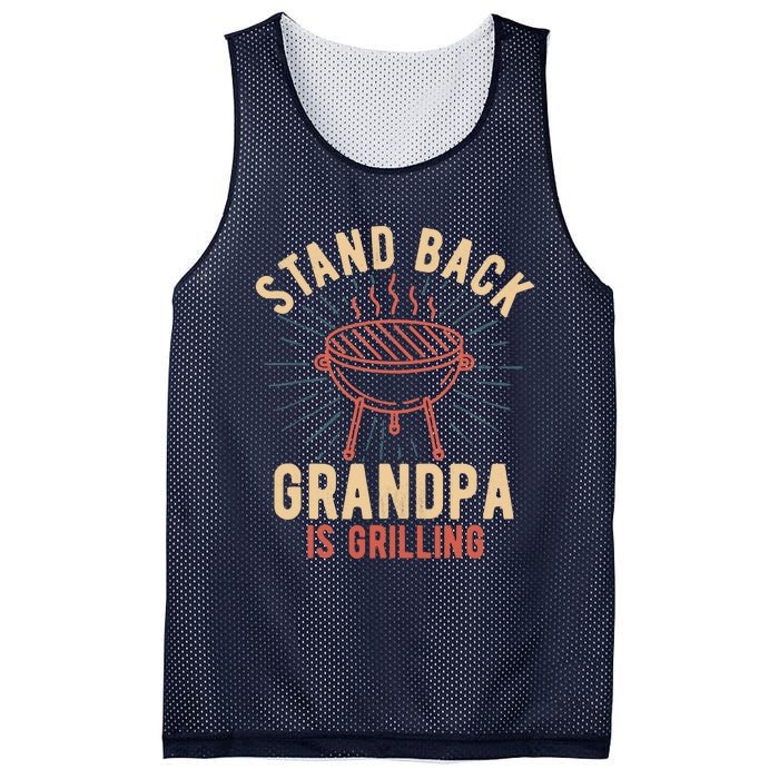 Stand Back Grandpa Is Grilling Vintage Gift for Him BBQ Fun Mesh Reversible Basketball Jersey Tank