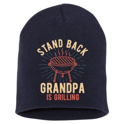 Stand Back Grandpa Is Grilling Vintage Gift for Him BBQ Fun Short Acrylic Beanie