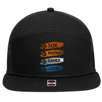 Son Brother Gamer Legend Controller 7 Panel Mesh Trucker Snapback Hat