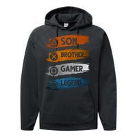 Son Brother Gamer Legend Controller Performance Fleece Hoodie