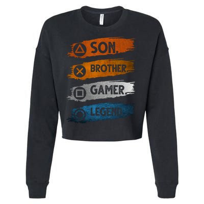 Son Brother Gamer Legend Controller Cropped Pullover Crew