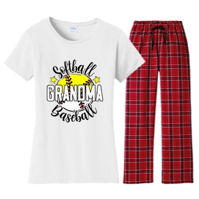 Softball Baseball Grandma Gift For  Women's Flannel Pajama Set