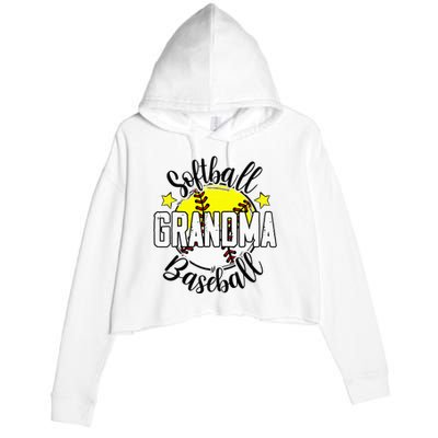 Softball Baseball Grandma Gift For  Crop Fleece Hoodie