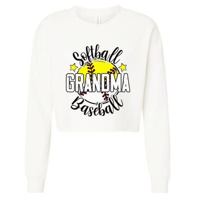 Softball Baseball Grandma Gift For  Cropped Pullover Crew