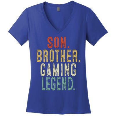 Son Brother Gaming Legend Meaningful Gift Women's V-Neck T-Shirt