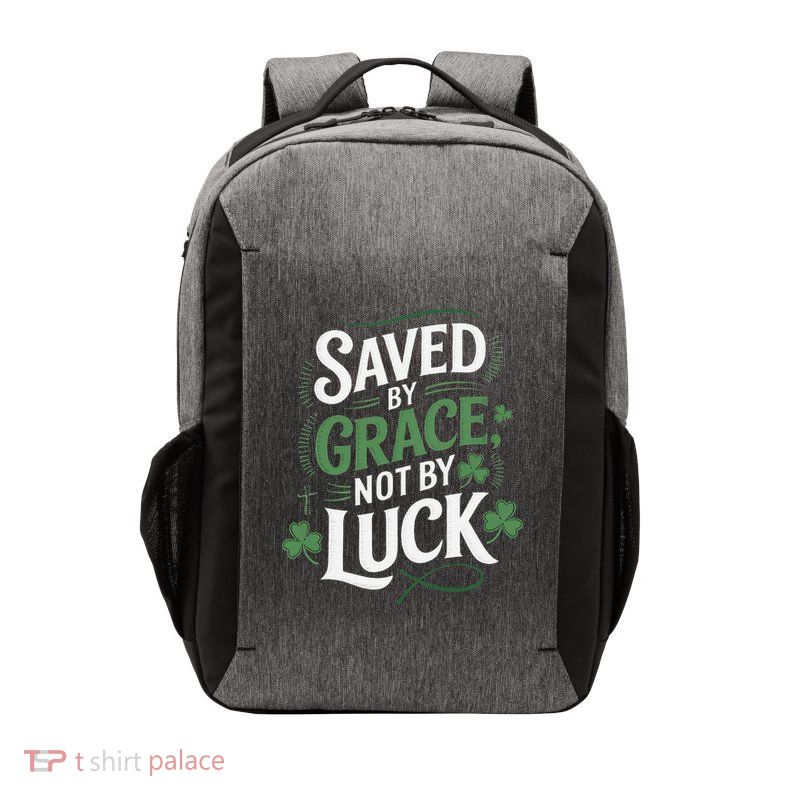 Saved By Grace Not By Luck Inspirational Christian Faith Vector Backpack