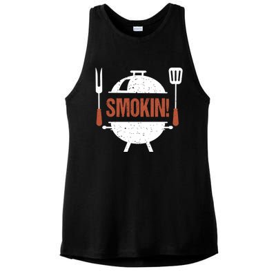 Smokin Bbq Grill Barbecue Gift Ladies PosiCharge Tri-Blend Wicking Tank