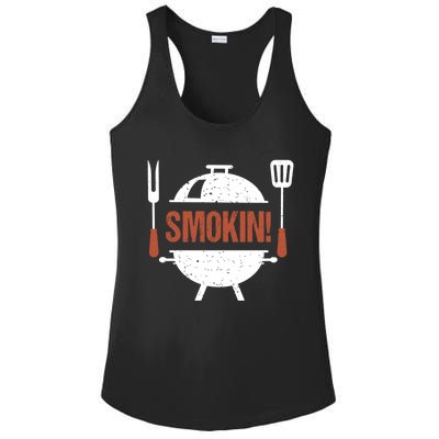 Smokin Bbq Grill Barbecue Gift Ladies PosiCharge Competitor Racerback Tank