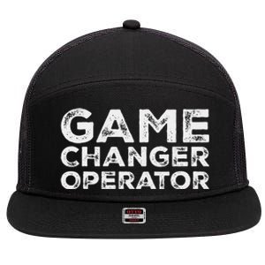 Softball & Baseball Game Scorekeeper Changer Operator Design 7 Panel Mesh Trucker Snapback Hat