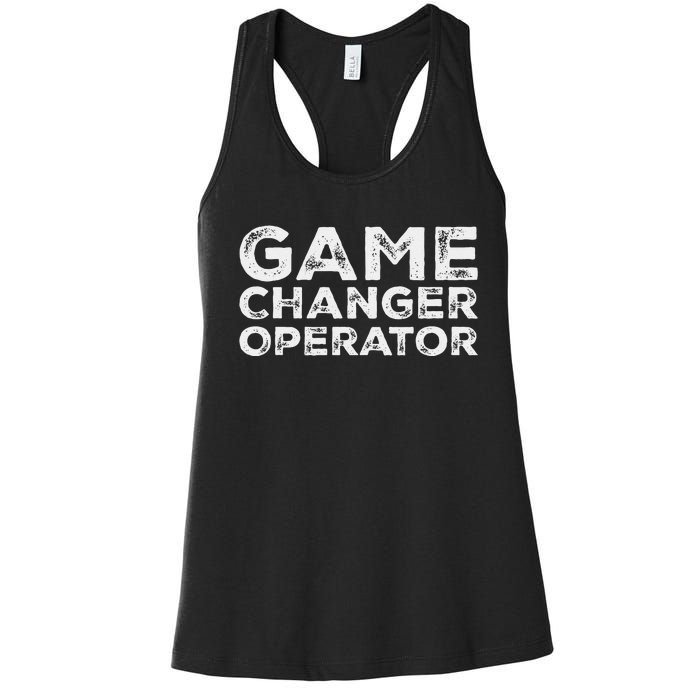 Softball & Baseball Game Scorekeeper Changer Operator Design Women's Racerback Tank