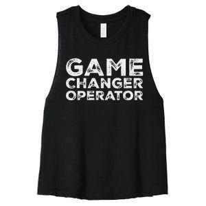 Softball & Baseball Game Scorekeeper Changer Operator Design Women's Racerback Cropped Tank