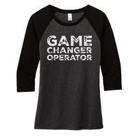 Softball & Baseball Game Scorekeeper Changer Operator Design Women's Tri-Blend 3/4-Sleeve Raglan Shirt