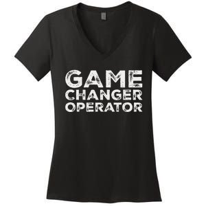 Softball & Baseball Game Scorekeeper Changer Operator Design Women's V-Neck T-Shirt