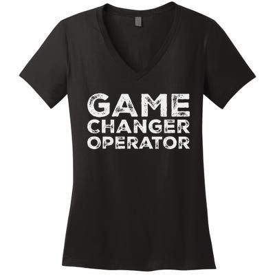 Softball & Baseball Game Scorekeeper Changer Operator Design Women's V-Neck T-Shirt