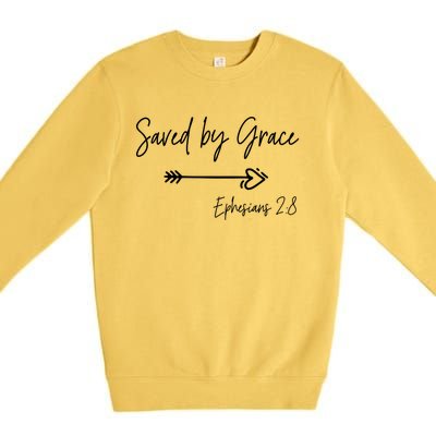 Saved By Grace Ephesians Scripture Christian Bible Verse Premium Crewneck Sweatshirt