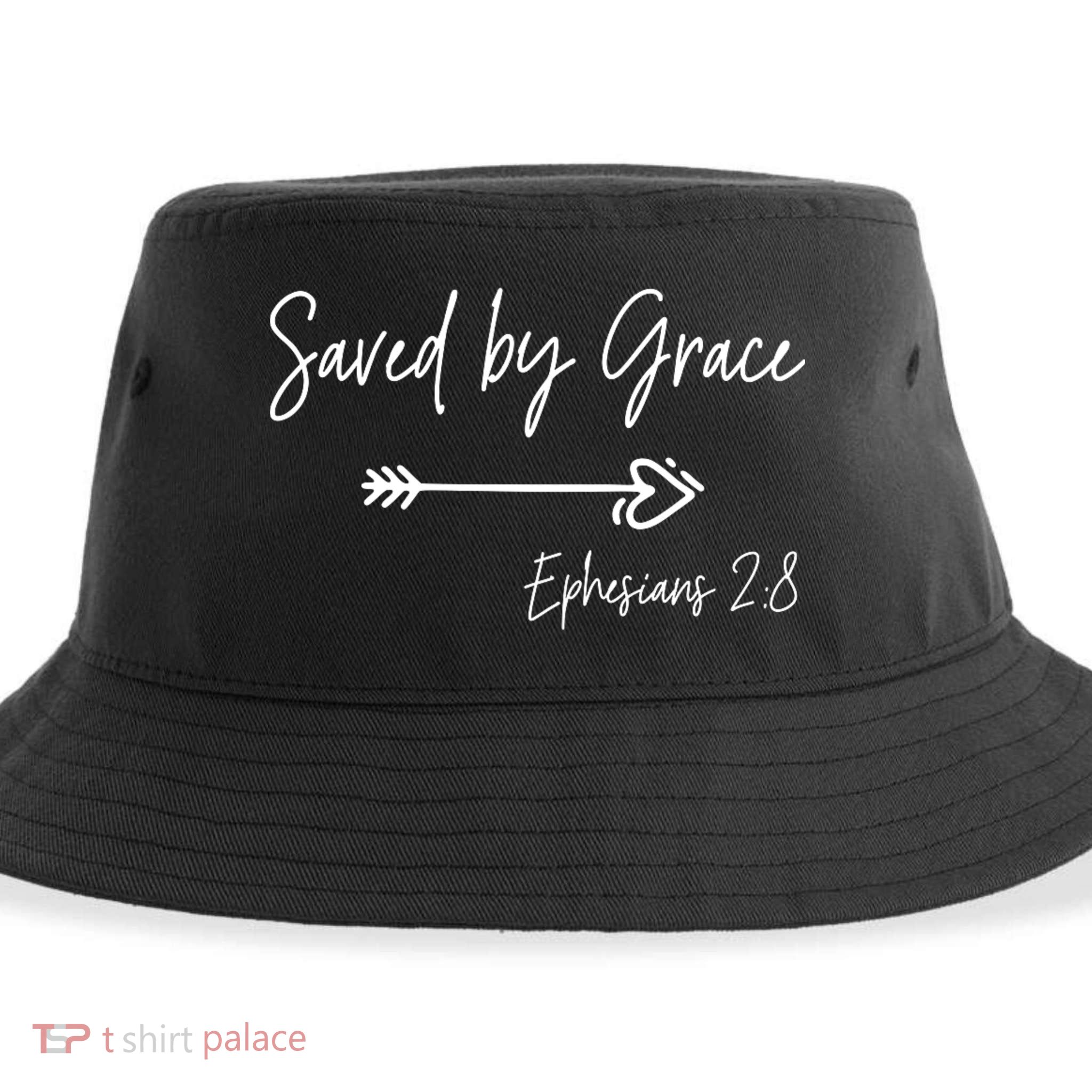Saved By Grace Ephesians Scripture Christian Bible Verse Sustainable Bucket Hat
