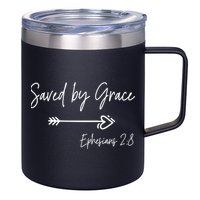Saved By Grace Ephesians Scripture Christian Bible Verse 12oz Stainless Steel Coffee Mug