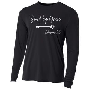 Saved By Grace Ephesians Scripture Christian Bible Verse Cooling Performance Long Sleeve Crew