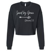 Saved By Grace Ephesians Scripture Christian Bible Verse Cropped Pullover Crew