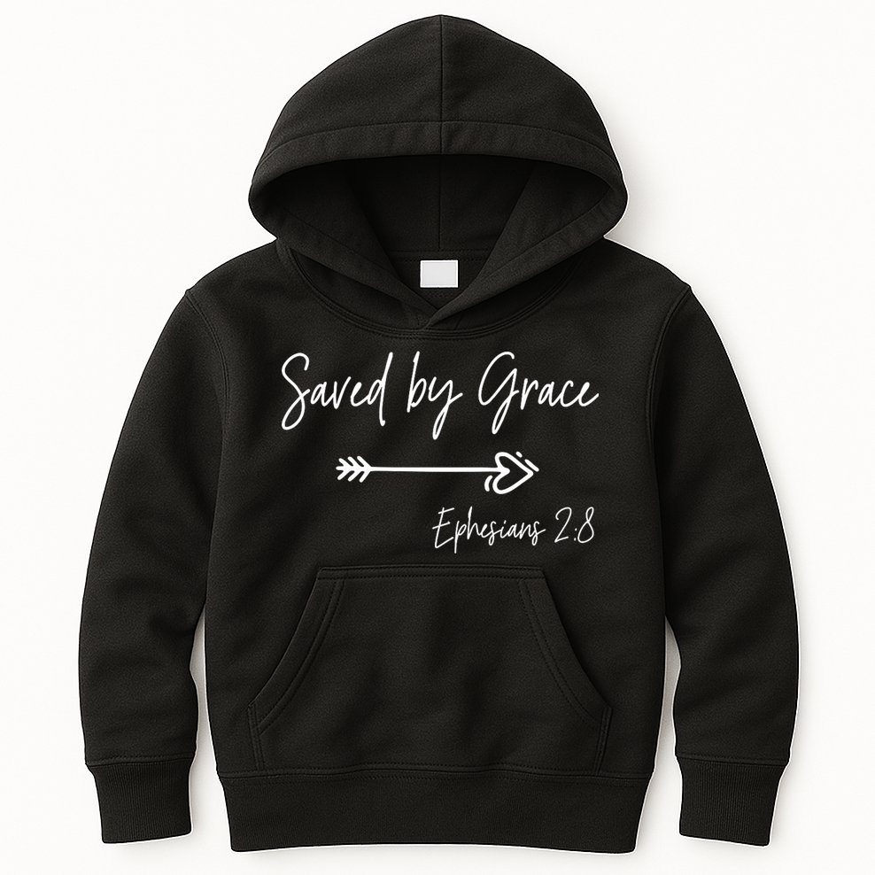 Saved By Grace Ephesians Scripture Christian Bible Verse Kids Hoodie
