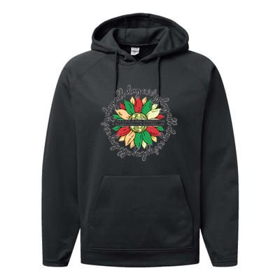 Sunflower Black Girl Queen Black History Month Juneteenth Performance Fleece Hoodie