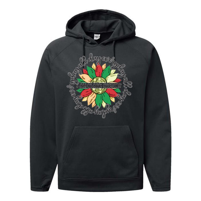 Sunflower Black Girl Queen Black History Month Juneteenth Performance Fleece Hoodie