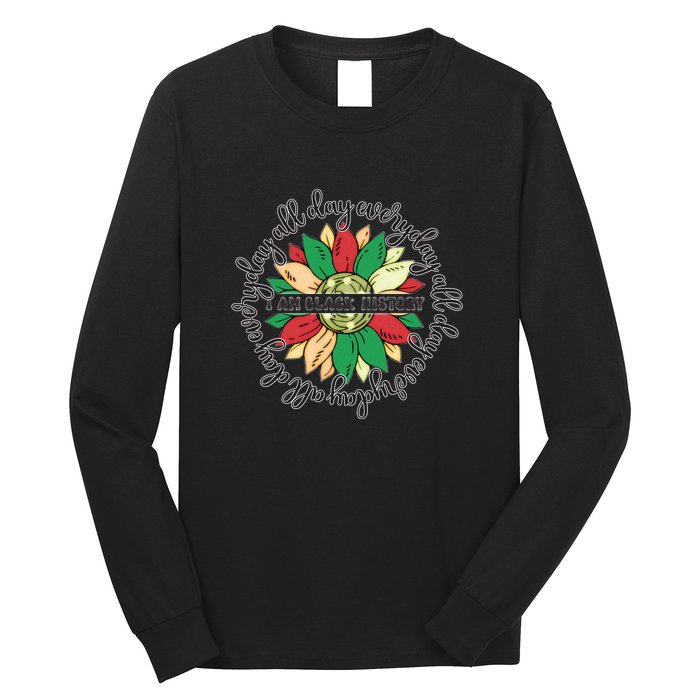 Sunflower Black Girl Queen Black History Month Juneteenth Long Sleeve Shirt