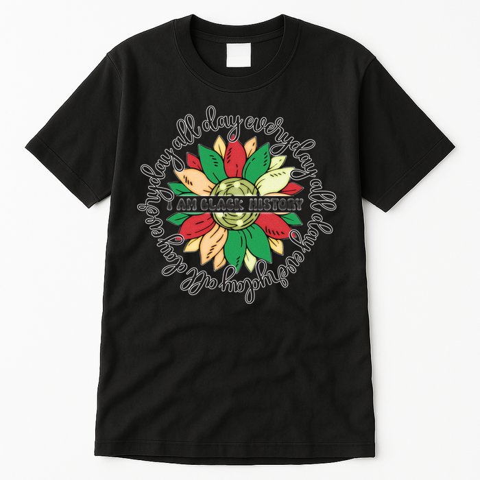 Sunflower Black Girl Queen Black History Month Juneteenth Tall T-Shirt