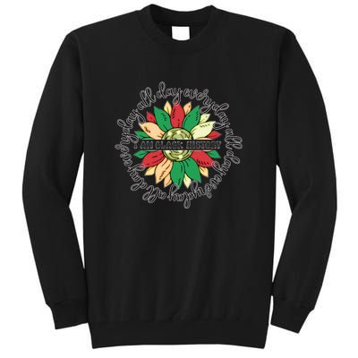 Sunflower Black Girl Queen Black History Month Juneteenth Tall Sweatshirt