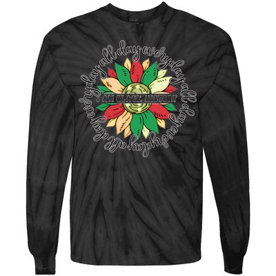 Sunflower Black Girl Queen Black History Month Juneteenth Tie-Dye Long Sleeve Shirt