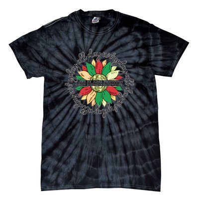 Sunflower Black Girl Queen Black History Month Juneteenth Tie-Dye T-Shirt