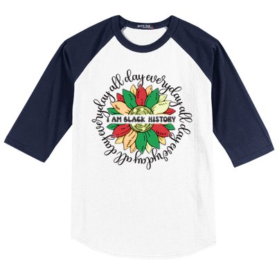 Sunflower Black Girl Queen Black History Month Juneteenth Baseball Sleeve Shirt