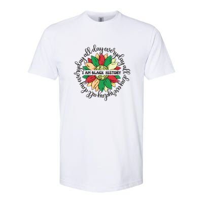 Sunflower Black Girl Queen Black History Month Juneteenth Softstyle CVC T-Shirt