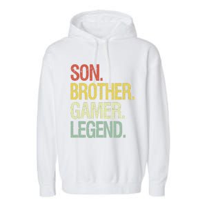 Son Brother Gamer Legend Video Gaming Gifts  Garment-Dyed Fleece Hoodie