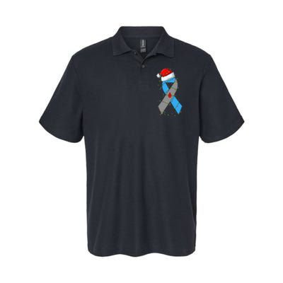 Santa Blue Grey Ribbon Xmas Lights T1D Diabetes Awareness Softstyle Adult Sport Polo