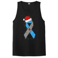 Santa Blue Grey Ribbon Xmas Lights T1D Diabetes Awareness PosiCharge Competitor Tank