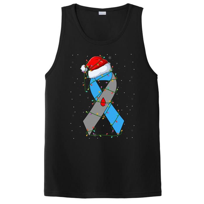 Santa Blue Grey Ribbon Xmas Lights T1D Diabetes Awareness PosiCharge Competitor Tank