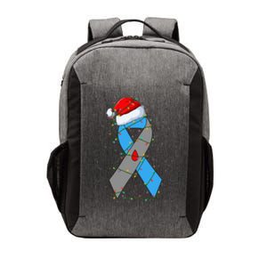 Santa Blue Grey Ribbon Xmas Lights T1D Diabetes Awareness Vector Backpack