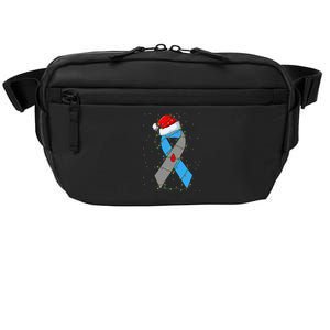 Santa Blue Grey Ribbon Xmas Lights T1D Diabetes Awareness Crossbody Pack