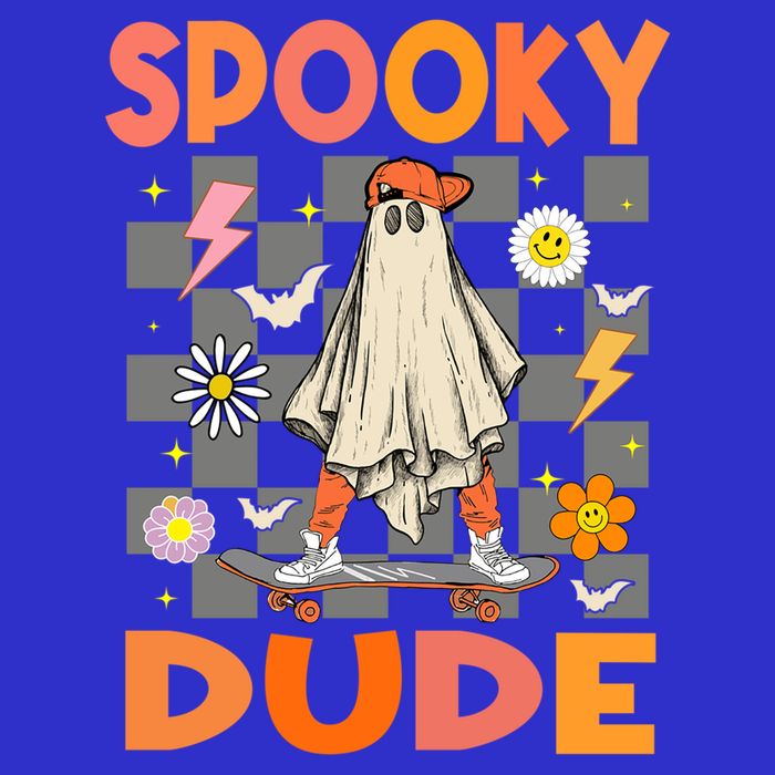 Skateboard Boo Ghost Spooky Dude Hippie Halloween Costumes Gift 16 in Basic Backpack