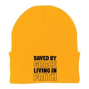 Saved By Grace Living In Faith Inspirational Biblical Knit Cap Winter Beanie