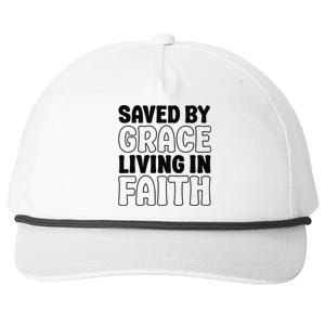 Saved By Grace Living In Faith Inspirational Biblical Snapback Five-Panel Rope Hat