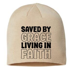 Saved By Grace Living In Faith Inspirational Biblical Sustainable Beanie