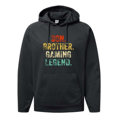 Son Brother Gaming Legend Gamer Gaming Performance Fleece Hoodie