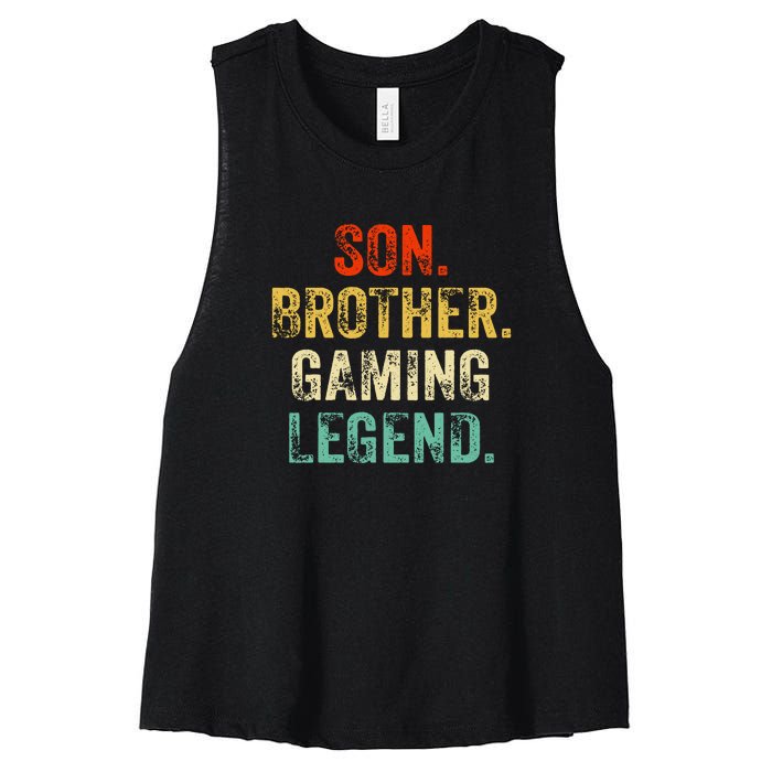 Son Brother Gaming Legend Gamer Gaming Women's Racerback Cropped Tank