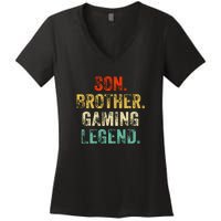 Son Brother Gaming Legend Gamer Gaming Women's V-Neck T-Shirt